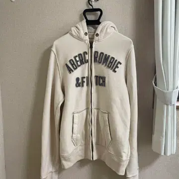 Abercrombie & Fitch 풀 집업 후드티 M 화이트