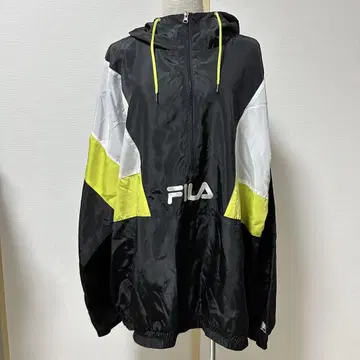 FILA 나일론 자켓 L 블랙/화이트/노랑