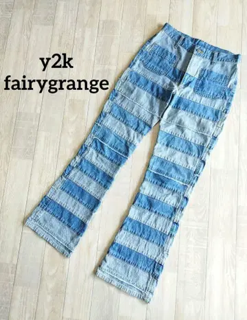 페어리 그런지 y2k 패치워크 플레어 데님 팬츠 모리걸