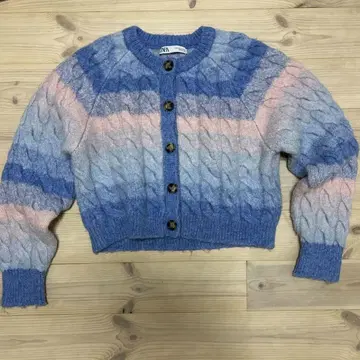 ZARA 케이블 짜임 가디건 크롭 기장