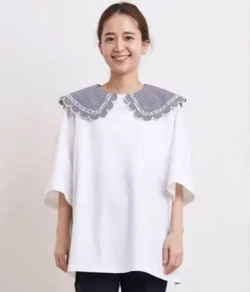 yori 깅엄 스캘럽 칼라 T