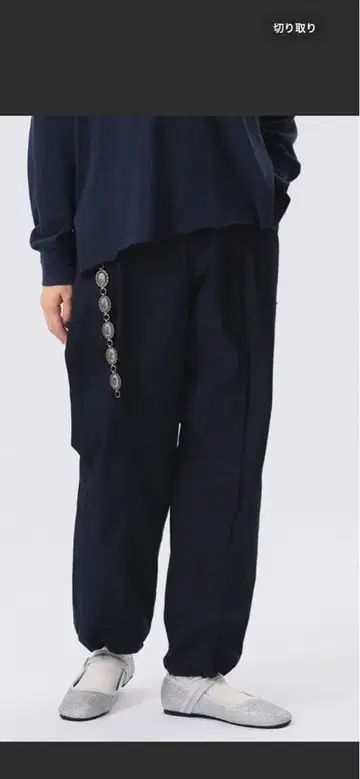 BEAMS BOY 코튼 나일론 슬랙스 NAVY