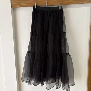Jines 오간자 캉캉 스커트 라메 블랙