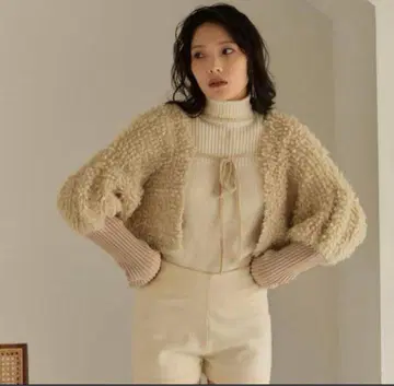 eaphi rope knit cardigan beige