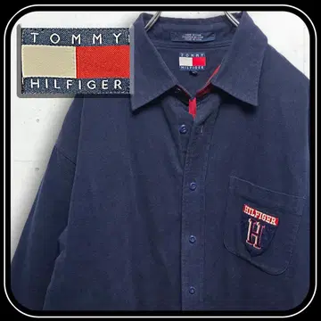 TOMMY HILFIGER 안감 빨간색 퀼팅 네이비 자켓