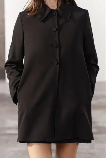 ZARA ZW COLLECTION 울 블렌드 플록 코트 M