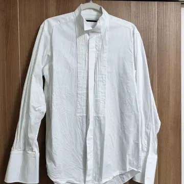 윙카라 셔츠 면 100% 더블 커프스 플리츠 포함