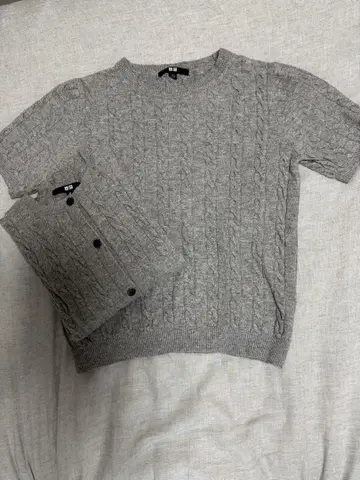 UNIQLO 케이블 니트 가디건 M 크루넥 반팔 L 세트