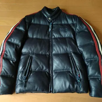Schott 네이비 가죽 다운 자켓 L