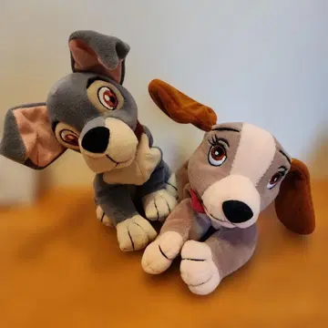 디즈니 빈즈 초기 레트로 봉제 인형 레이디와 트램프