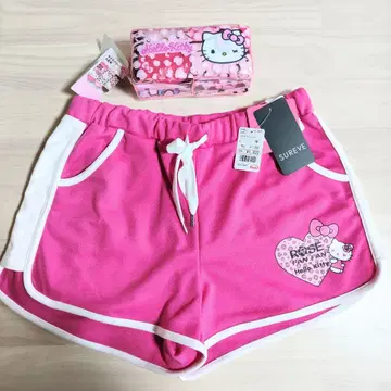 헬로키티 레오파드 무늬 숏팬츠 파우치 포함 양말 2개 세트