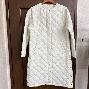 Beams 화이트 퀼팅 코트
