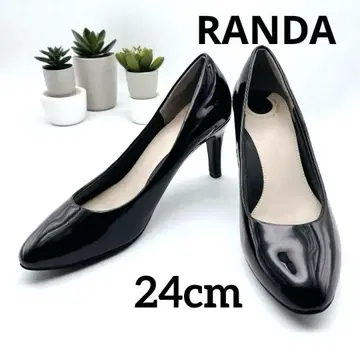 [새상품급] RANDA 에나멜 스틸레토 펌프스 24cm 블랙