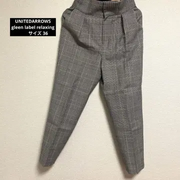 UNITEDARROWS 체크 무늬 하이웨스트 턱 테이퍼드 팬츠