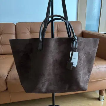 새상품 택 포함 H&M 스웨이드 토트백 브라운 A4
