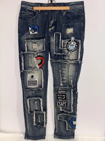 SOSOO JEANS 1971 데미지 진 데님 패치워크