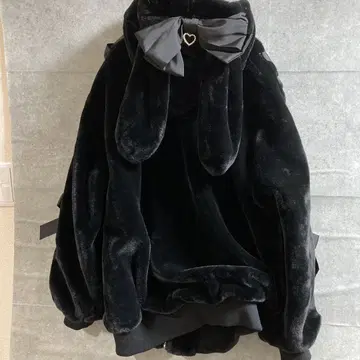 리즈리사 LIZLISA 토끼 귀 퍼 블루종 블랙