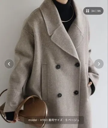 에버 네이비 울 리버 P 코트/베이지 S