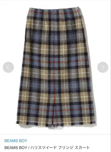 빔즈 보이 x 해리스 트위드 체크 울 프린지 롱 스커트