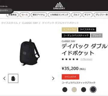 새상품급 GREGORY CLASSIC DAY 블랙 데이팩 포켓