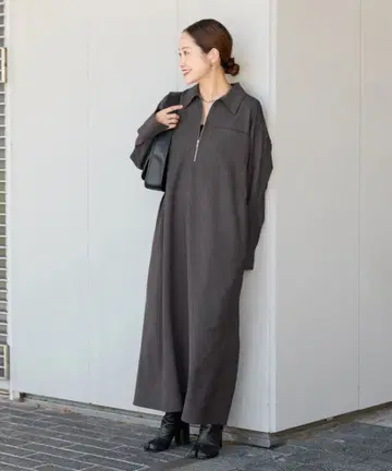 울리쉬 트윌 하프 지퍼 원피스