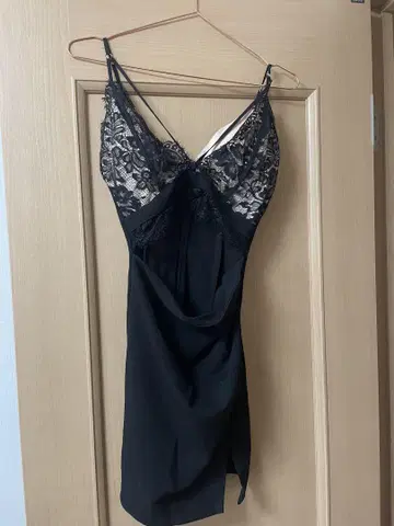 블랙 레이스 슬립 드레스 S