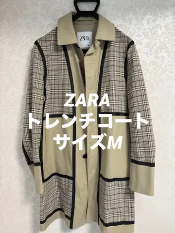 ZARA 체크 패치워크 트래블 트렌치코트 M