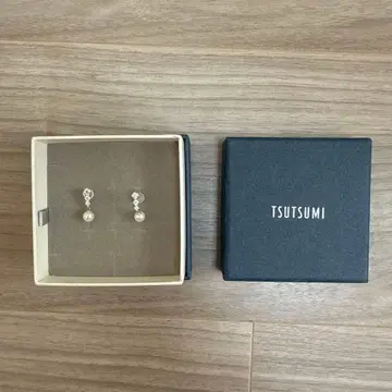 TSUTSUMI K10 화이트 골드 담수 진주 귀걸이