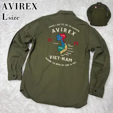 AVIREX 아비렉스 자수 밀리터리 셔츠 수베니어 카키
