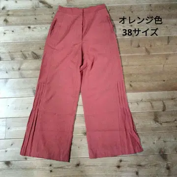 언쓰리 UN3D. 오렌지 플리츠 와이드 팬츠 38