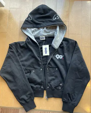 90 Logo Dot Zip Hoodie S Black