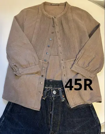 45R 브라운 프론트 오픈 긴팔 셔츠