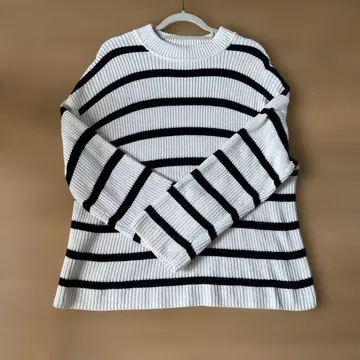 H&M 화이트 블랙 스트라이프 니트 S