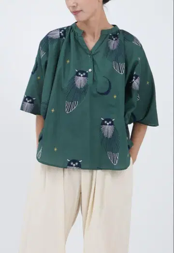 mablesud 새상품 신상 Yambaru forest 버드 블라우스
