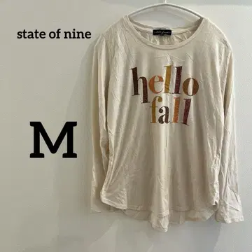 state of nine [ M ] 긴팔 티셔츠 크림색 로고 상의
