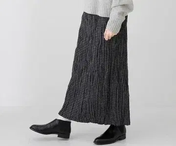 카구레 울 깅엄 크링클 스커트