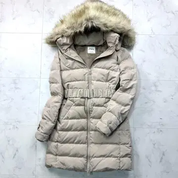 새상품급 ZARA 자라 보아 덕다운 코트 벨트 퍼(fur) 포함 A라인