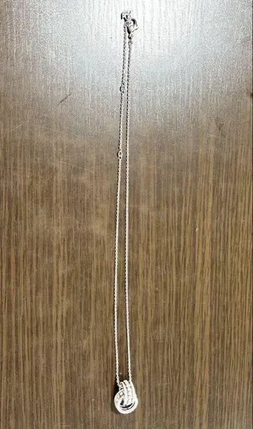 스와로브스키 더블 링 목걸이 펜던트 실버