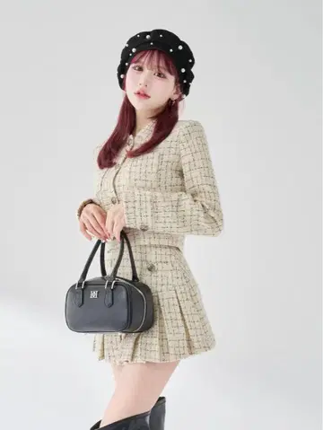 다리치 트위드 체크 숏 자켓