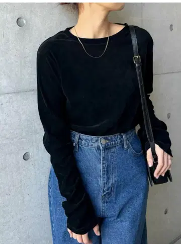 andme 벨로아 튤 크루넥 긴팔 상의