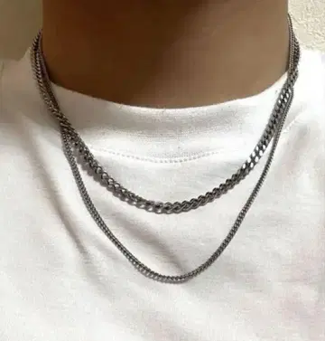 실버 목걸이 더블 체인