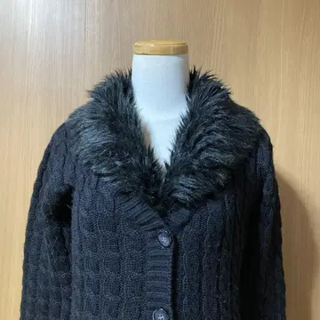 퍼 포함 블랙 니트 롱 가디건