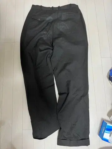 블랙 스트라이프 슬랙스 루즈핏