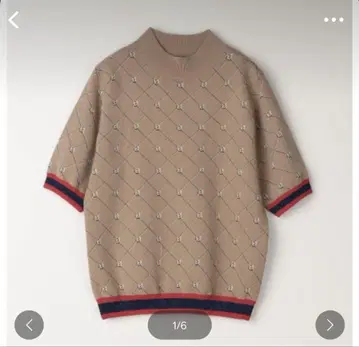 하이넥 니트 반팔 M 사이즈 베이지