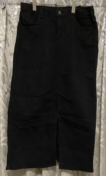 GAP 1969 시리즈 데님 롱 스커트 프론트 슬릿 블랙