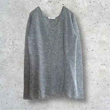 갤러리 바이 캐시미어 100% V넥 니트 라이트 그레이 얇은 소재 M