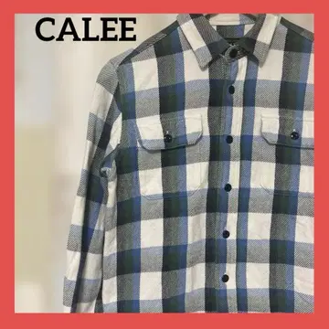 CALEE 칼리 플란넬 셔츠 체크 무늬 S 네이비