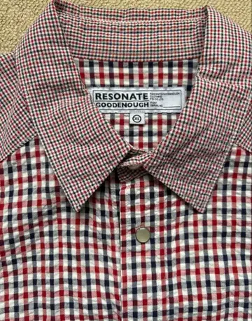 RESONATE GOODENOUGH 체크 무늬 긴팔 셔츠 XL