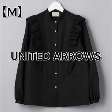 UNITED ARROWS C 펄 모티브 프릴 블라우스 B 블랙