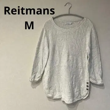해외 구제 의류 [ M ] Reitmans 긴팔 니트 아이보리 버튼 슬릿